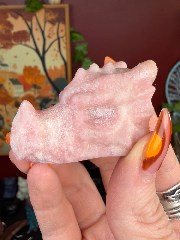 Pink Opal Dragon Skull