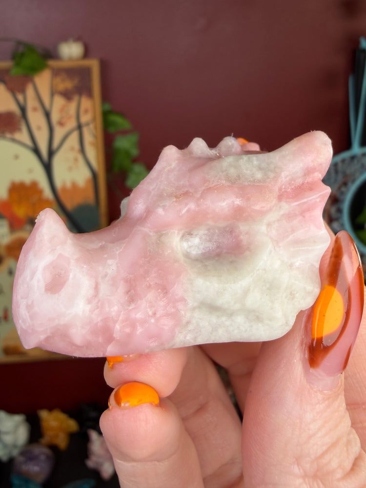 Pink Opal Dragon Skull