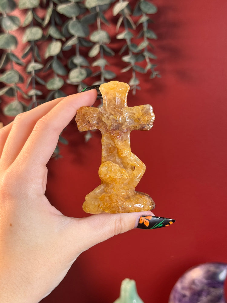 Golden Healer Cross with Skeleton