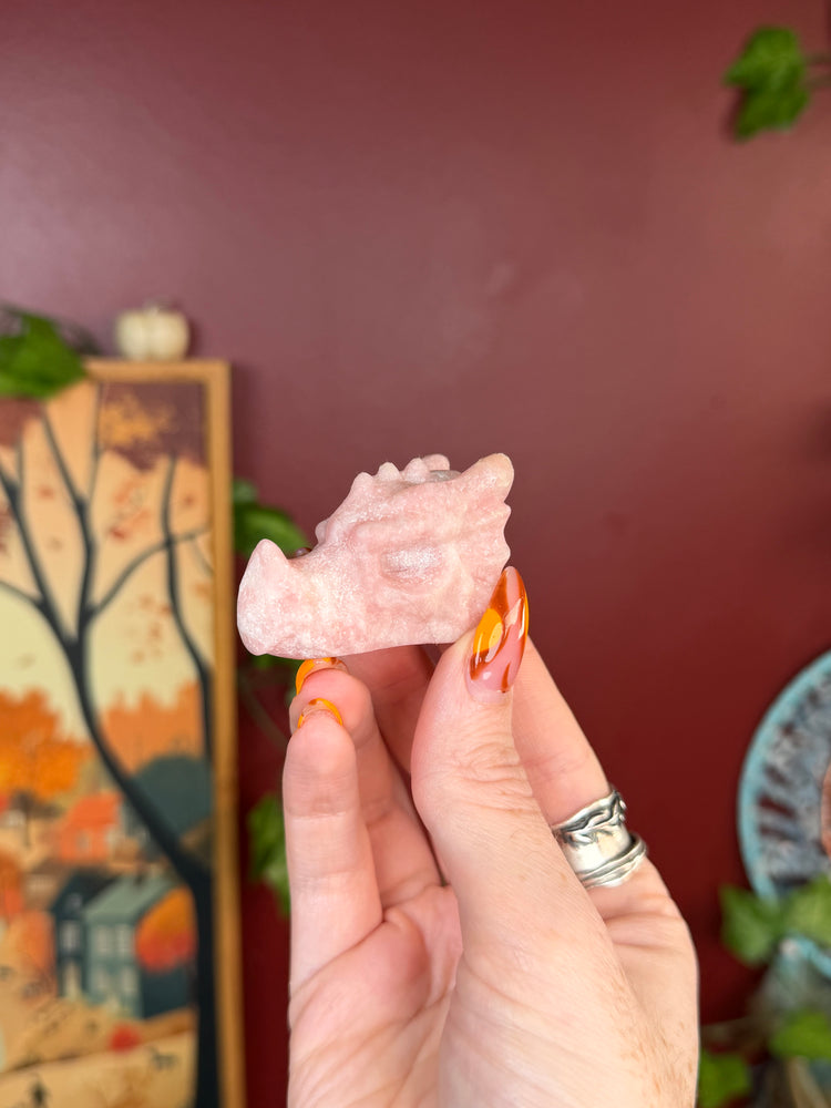 Pink Opal Dragon Skull