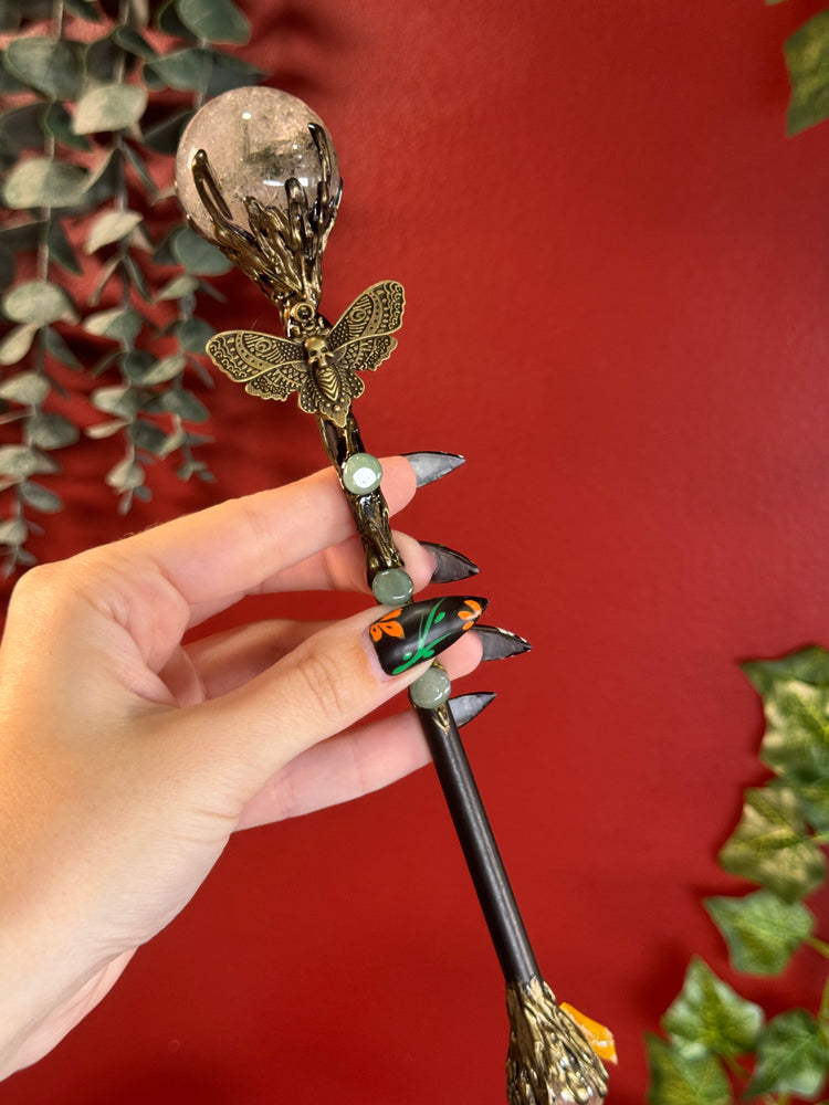 Garden Quartz Skullerfly Wand