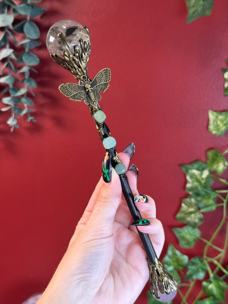 Garden Quartz Skullerfly Wand