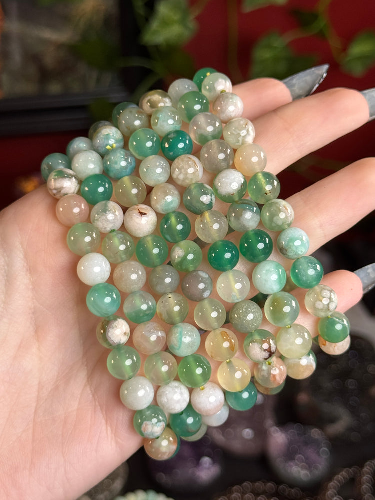 Green Flower Agate Bracelet