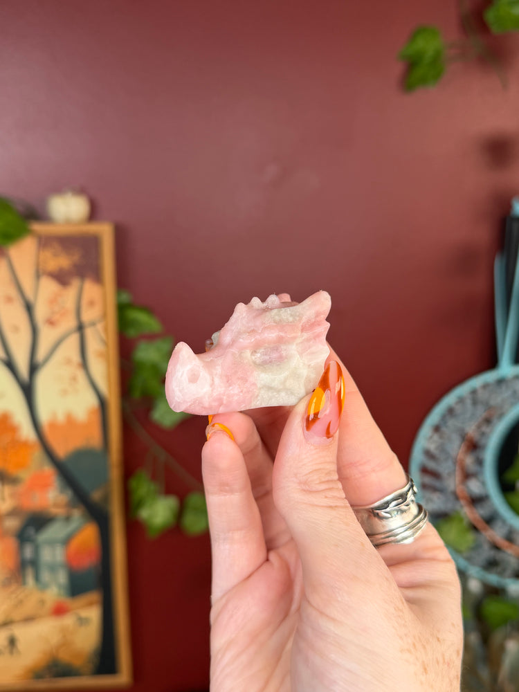 Pink Opal Dragon Skull