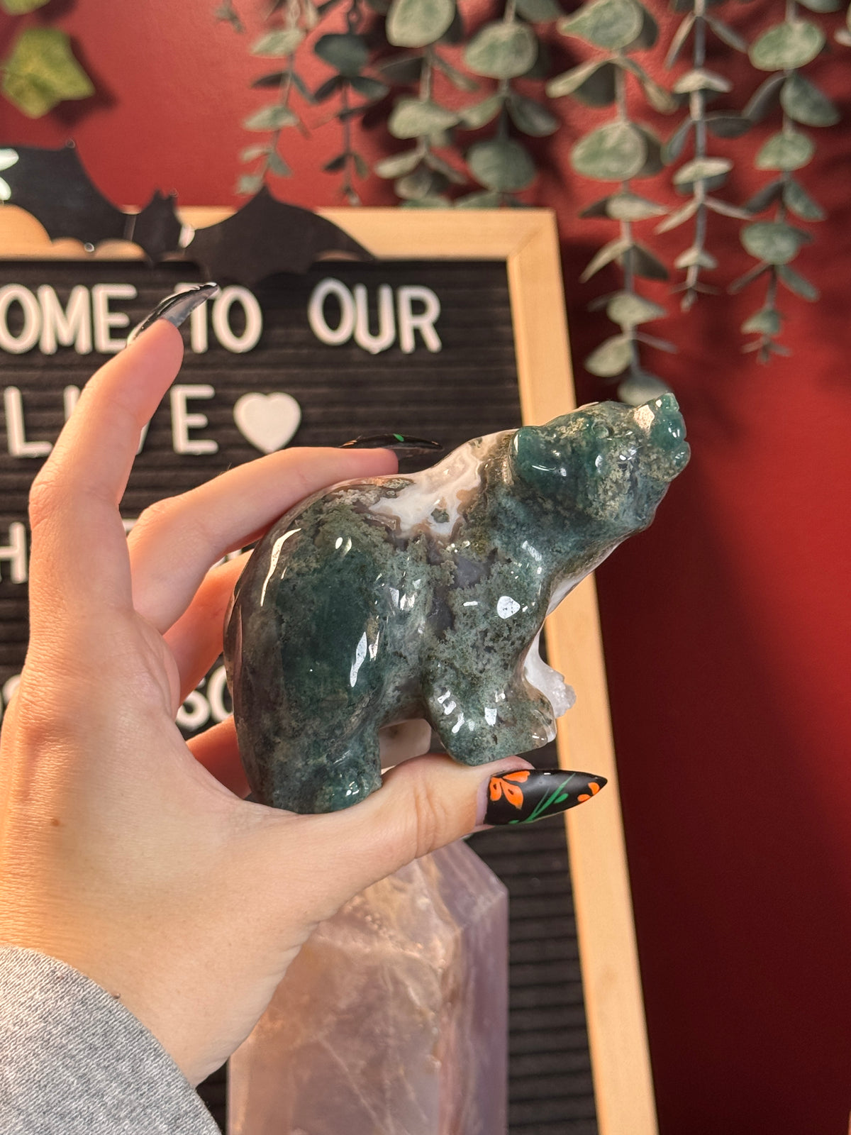 Moss Agate Bear