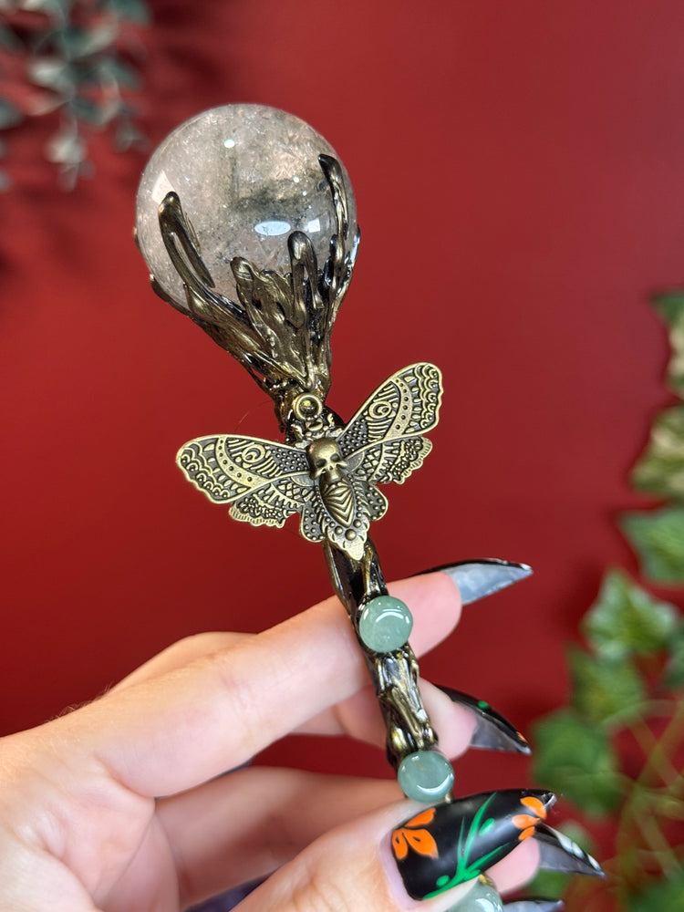Garden Quartz Skullerfly Wand