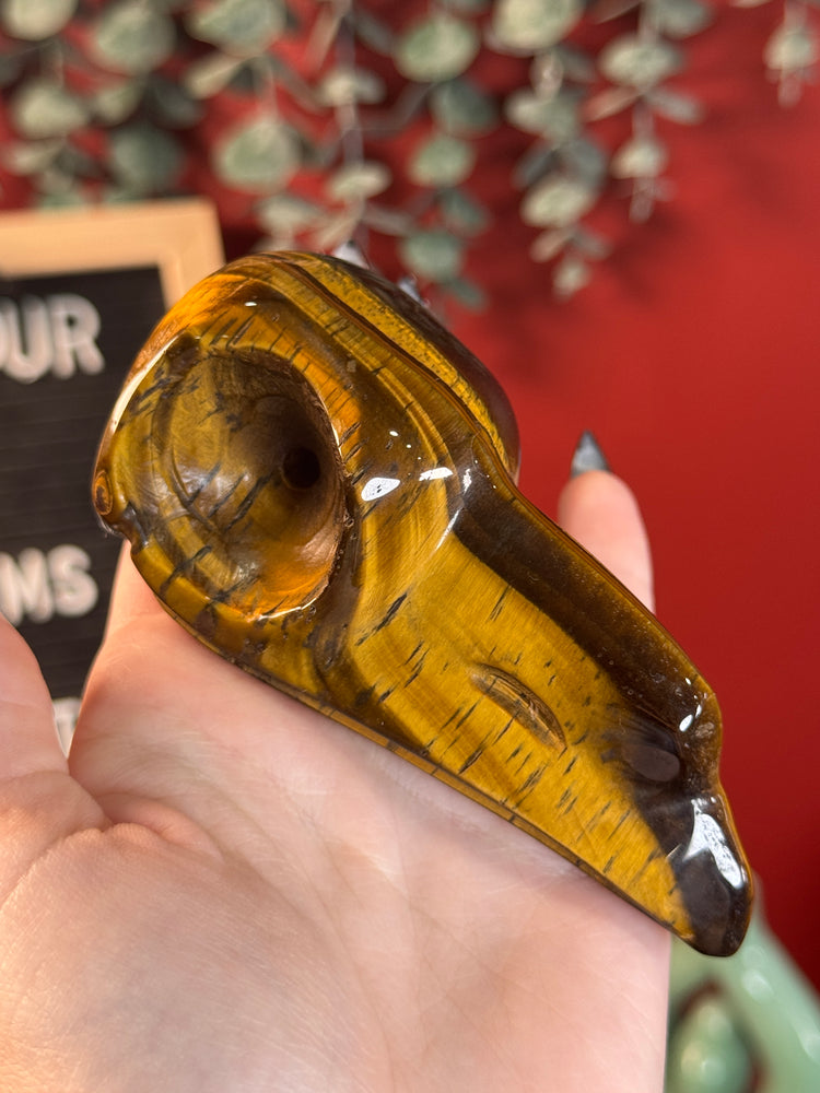 Tigers Eye Raven Skull