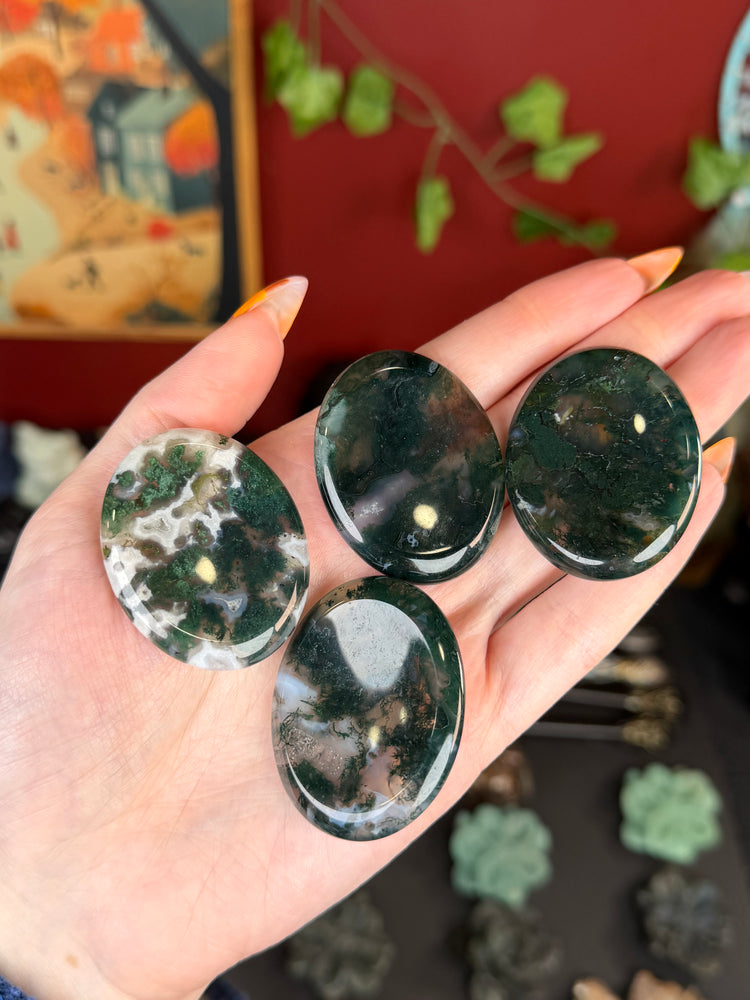 Moss Agate Worry Stone