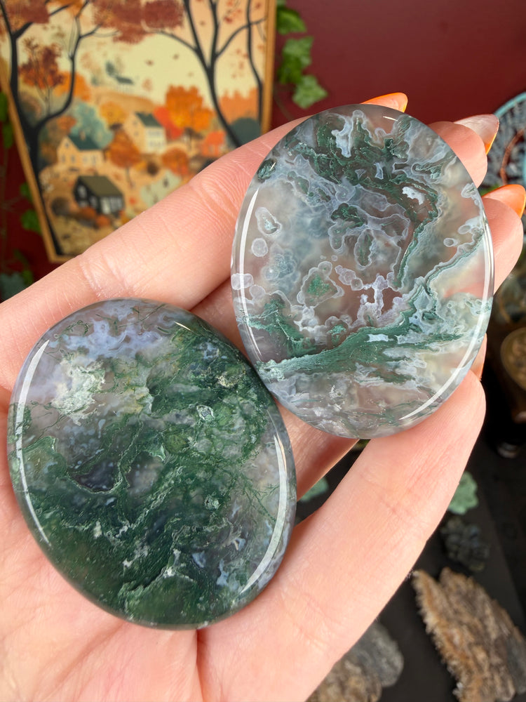 Moss Agate Worry Stone