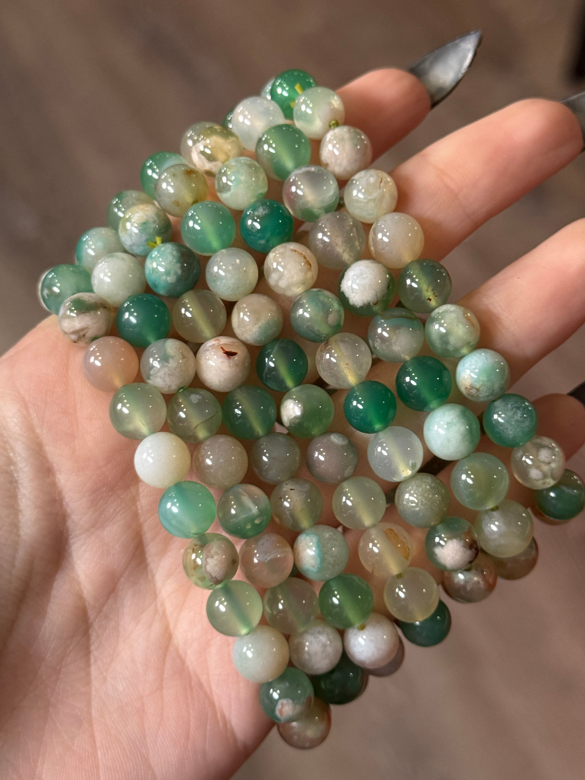 Green Flower Agate Bracelet