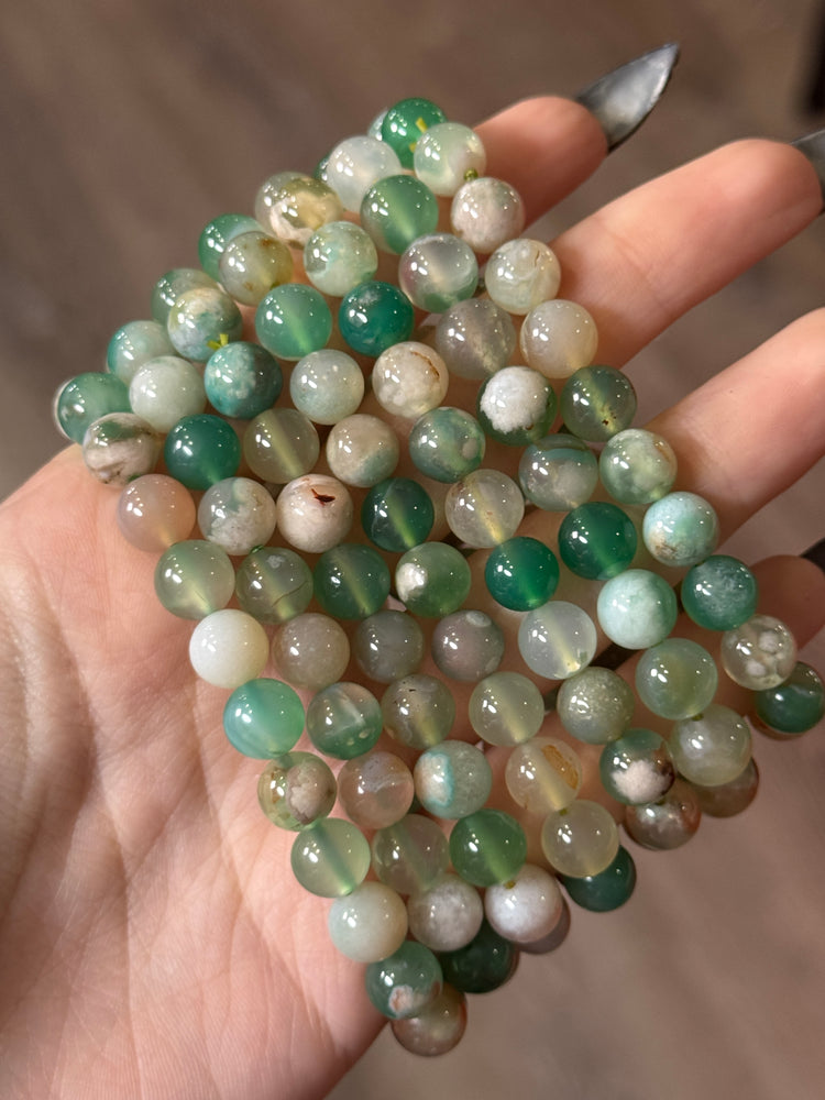 Green Flower Agate Bracelet