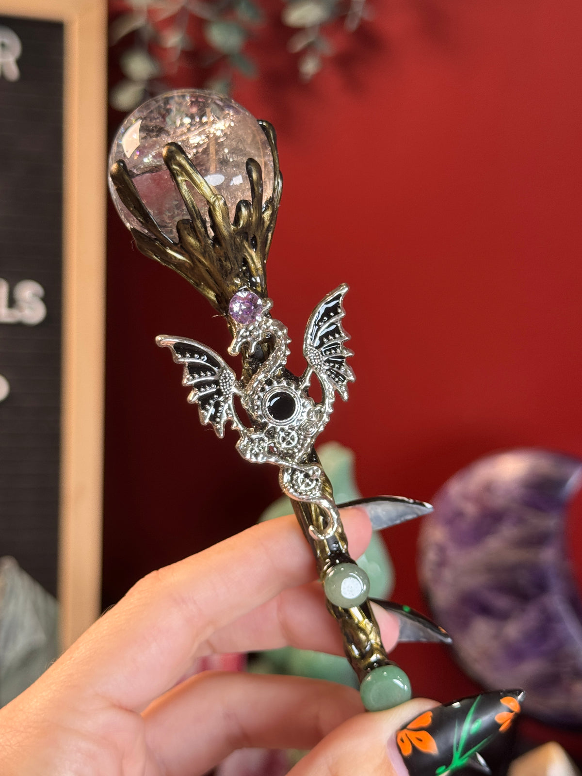 Garden Quartz Dragon Wand
