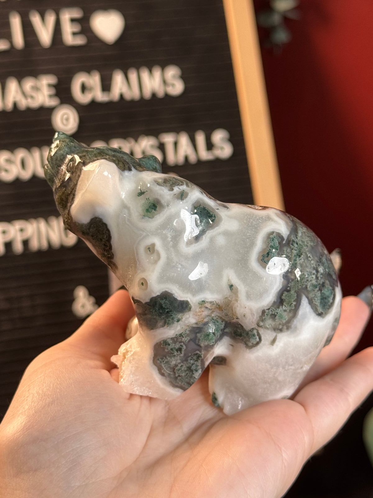 Moss Agate Bear