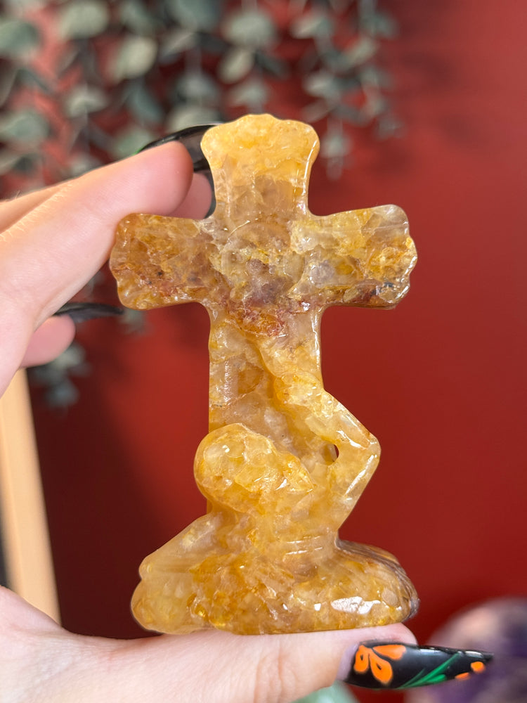 Golden Healer Cross with Skeleton