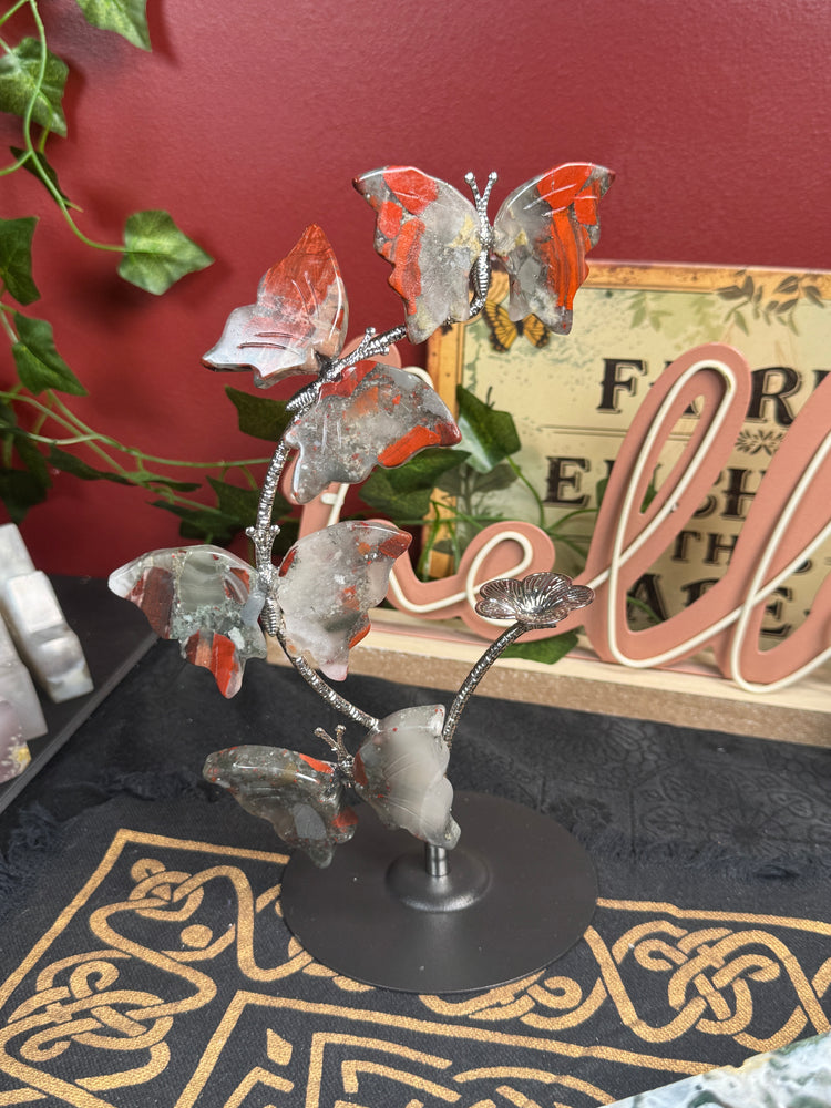 African Bloodstone Butterfly Sphere Holder