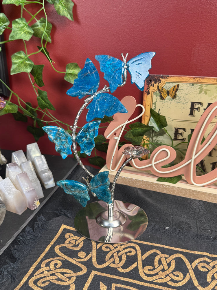 Blue Apatite Butterfly Sphere Holder